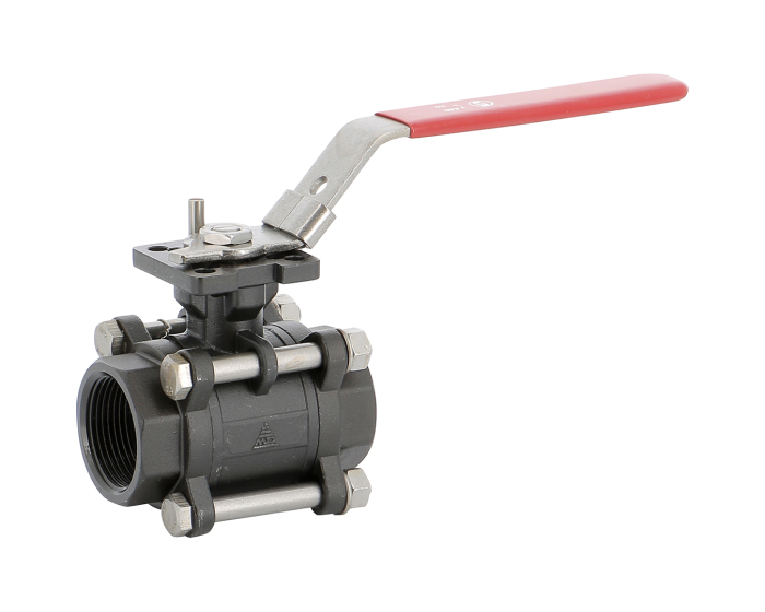 Carbon steel ball valve 737 3 piece body BSP F/F + ISO pad 1/4''